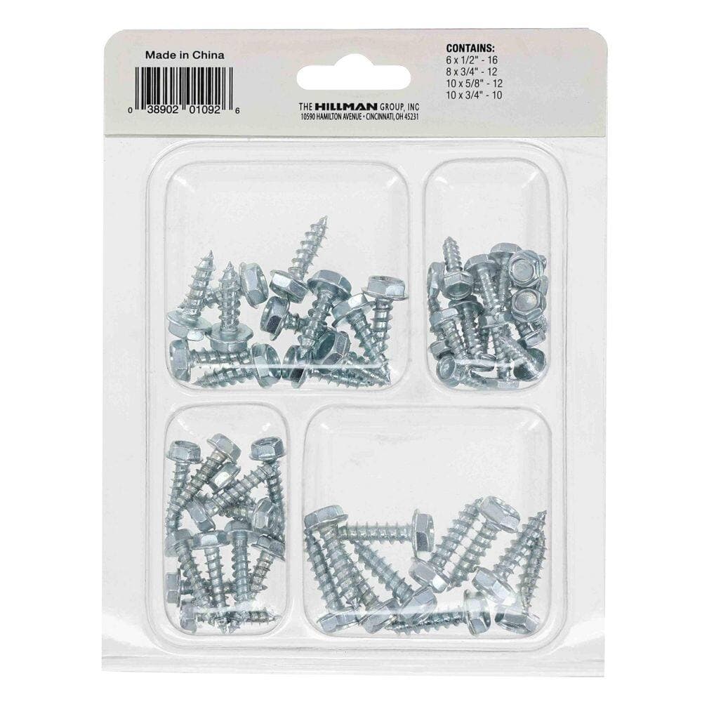 Hillman Zinc Grade 5 Hex Washer Head Sheet Metal Screw Assorted Kit (50-Pack) (2)