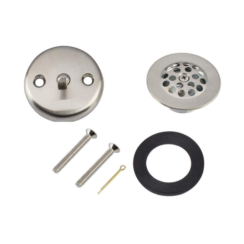 Wudkey 1-Piece Trip Lever Tub Trim Kit Set in Brushed Nickel Included Trip Lever Overflow Face Plate Trip Lever Bathtub Drain (1)