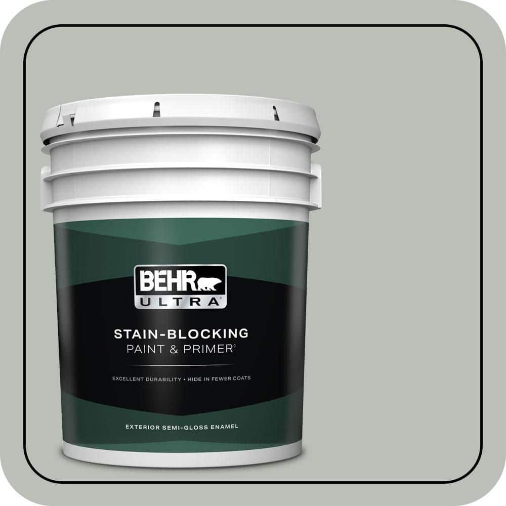 BEHR ULTRA 5 gal. #T16-11 Celadon Semi-Gloss Enamel Exterior Paint & Primer