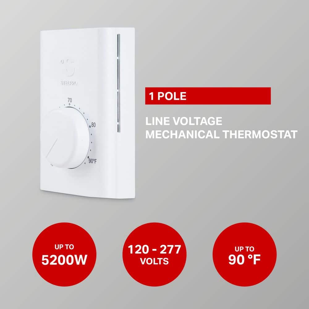 Stelpro Single-Pole 22 Amp Line Voltage 120/240-Volt Mechanical Wall-Mount Non Programmable Thermostat (3)