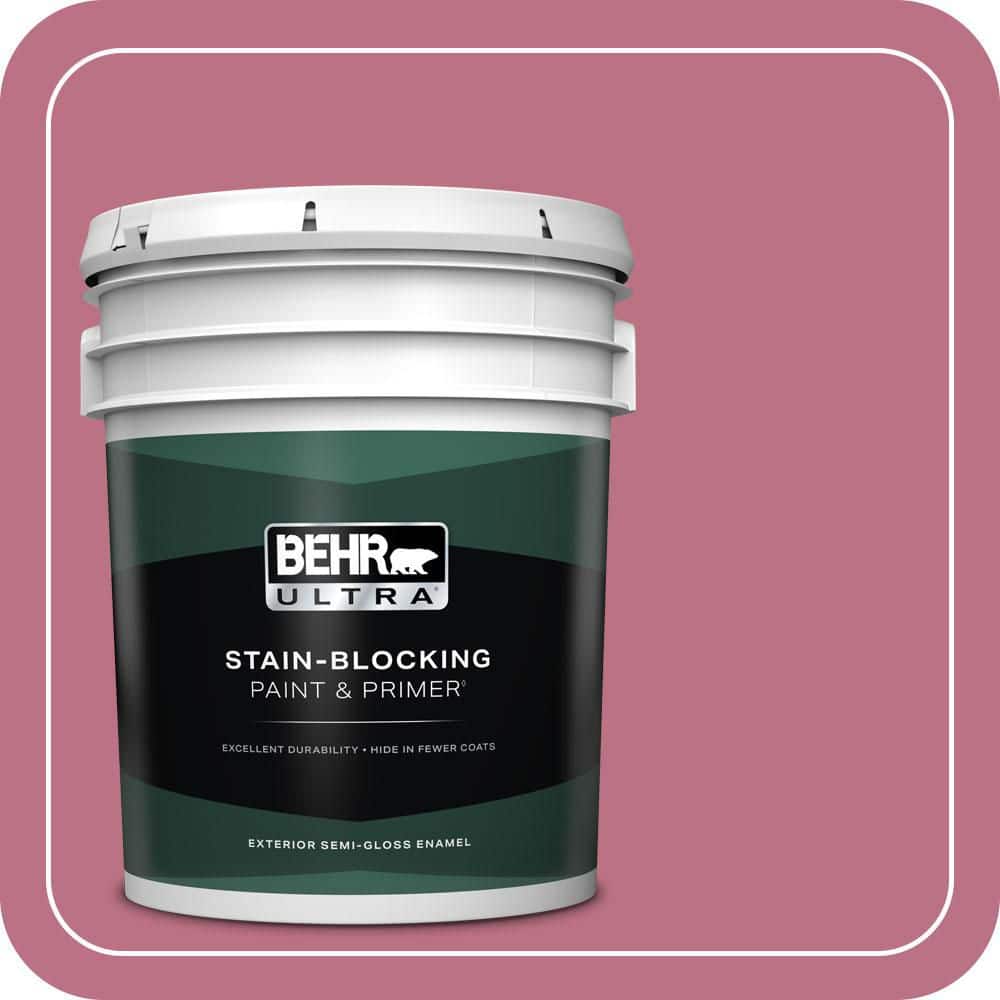 BEHR ULTRA 5 gal. #MQ1-08 Smell the Roses Semi-Gloss Enamel Exterior Paint & Primer