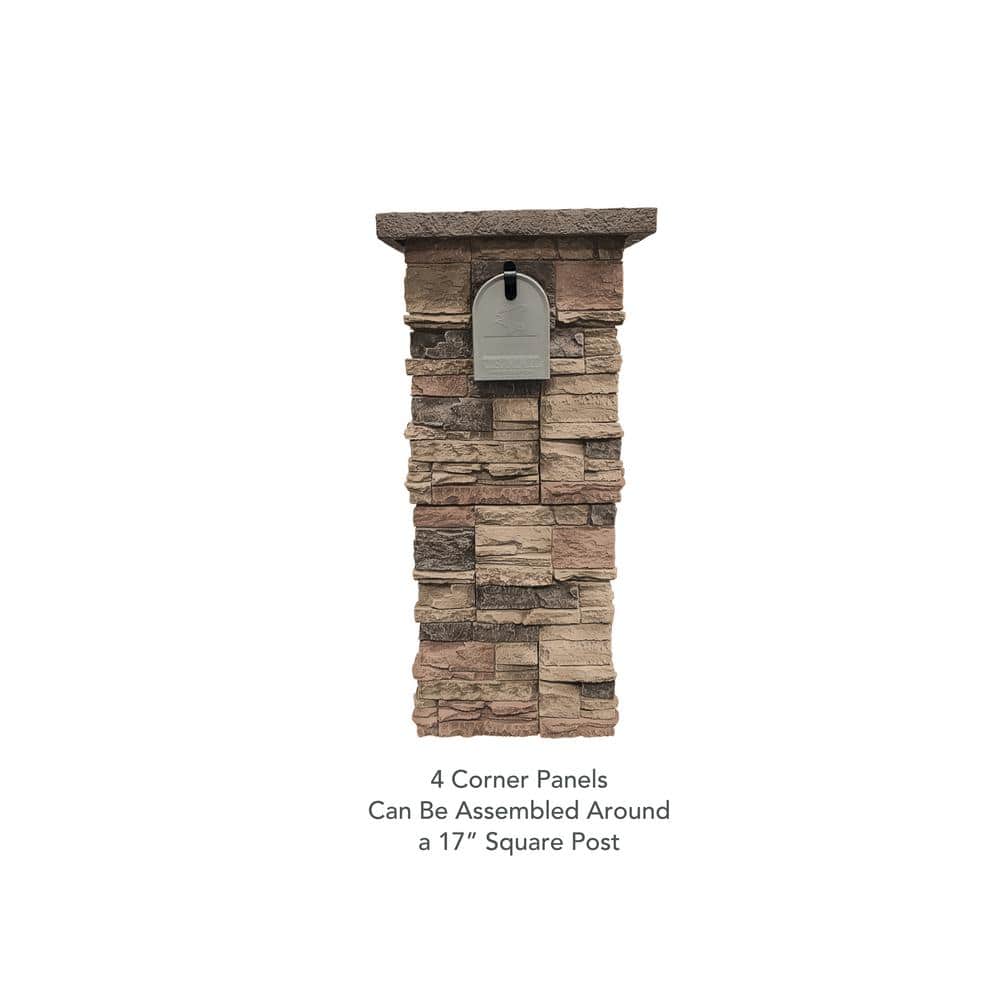 GenStone Stacked Stone Desert Sunrise 24 in. x 12 in. Faux Stone Siding Outside Corner Panel (2)