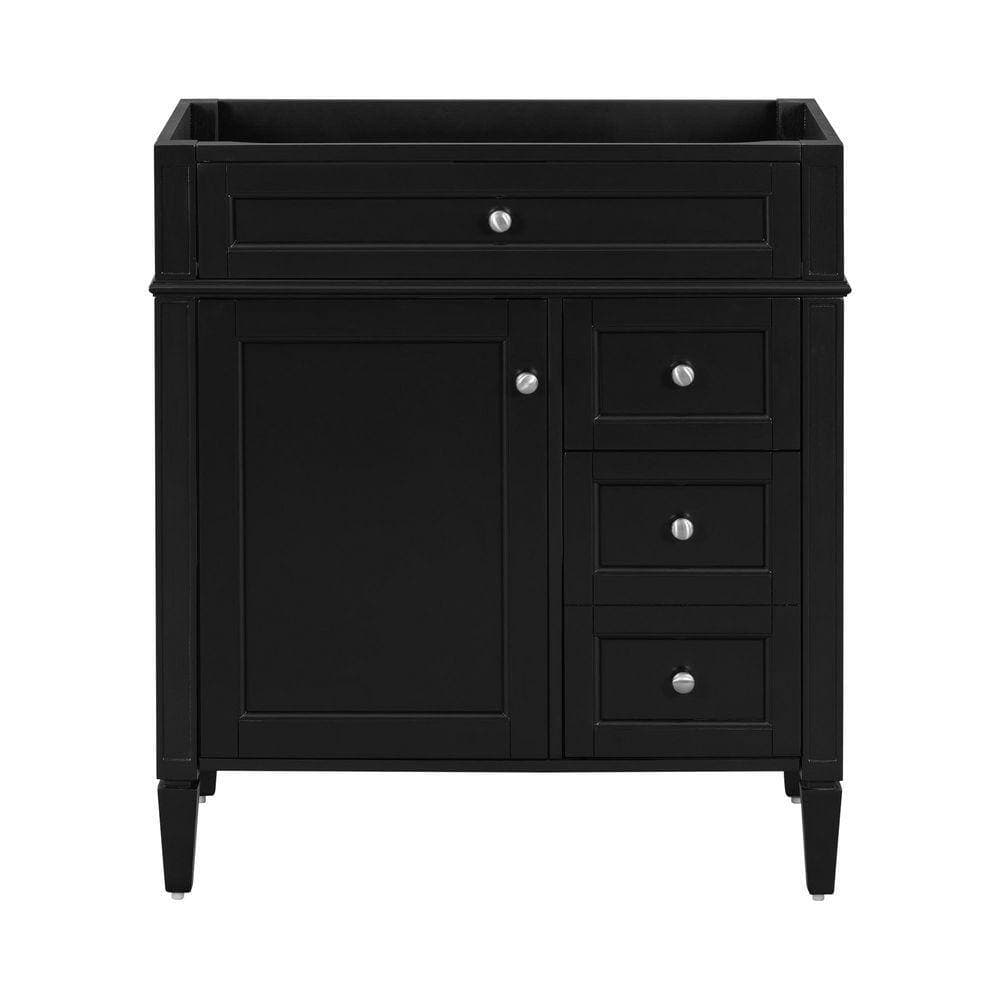 Tileon 29.3 in. W x 18 in. D x 33 in. H Modern Bath Vanity Cabinet without Top with Tip-Out Drawer & Adjustable Shelf in Black (2)