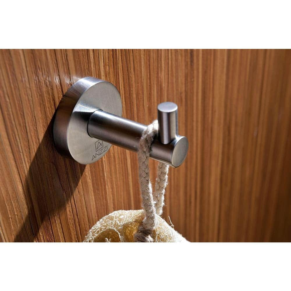 ANZZI Caster Series J-Hook Single Robe/Towel Hook in Brushed Nickel (2)