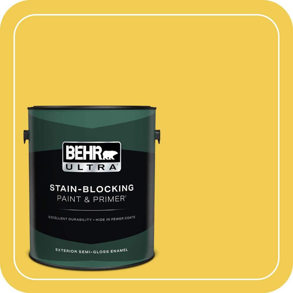 BEHR ULTRA 1 gal. #P310-6 Radiant Sun Semi-Gloss Enamel Exterior Paint & Primer