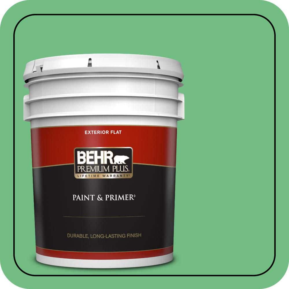 BEHR PREMIUM PLUS 5 gal. #P400-5 Winter Shamrock Flat Exterior Paint & Primer