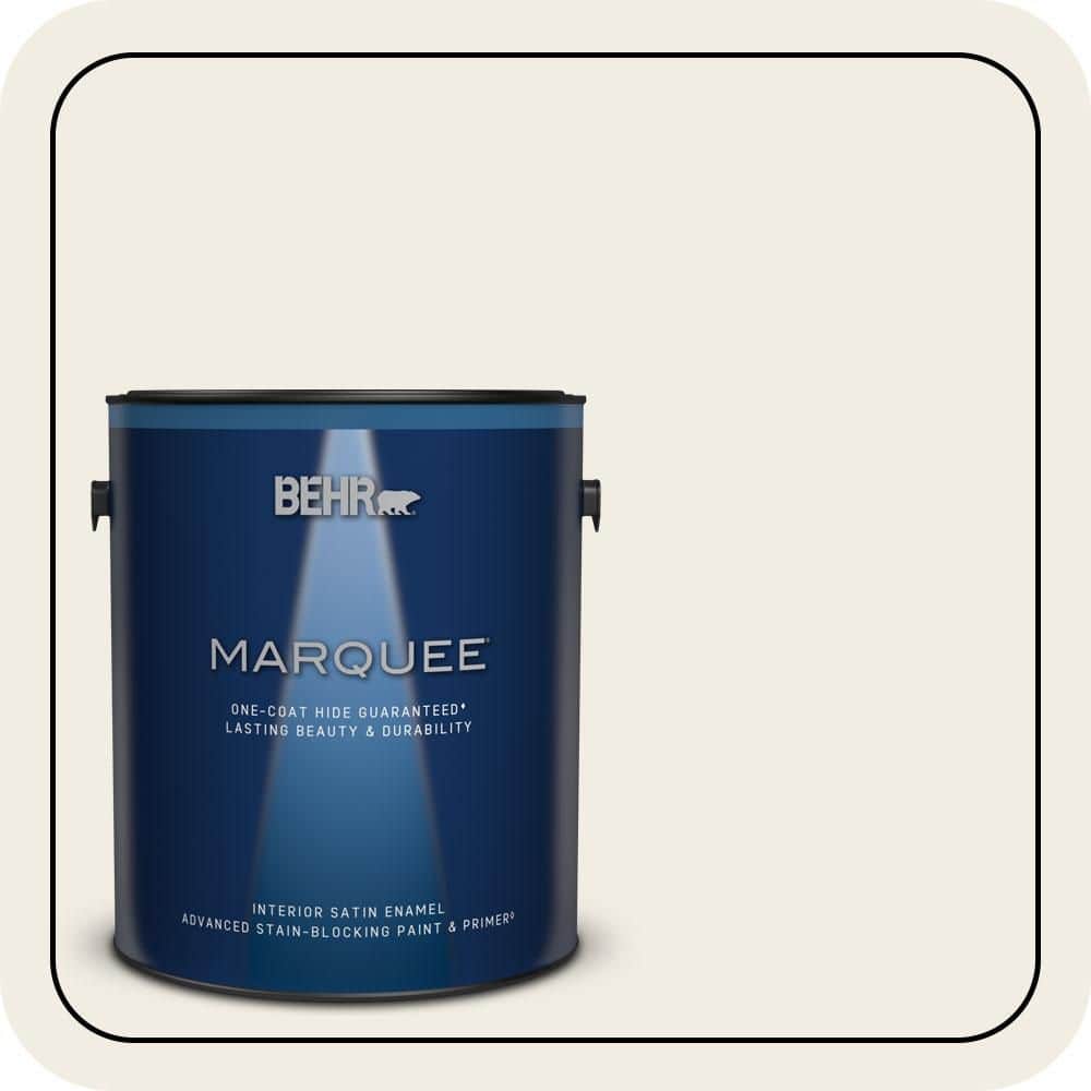 BEHR MARQUEE 1 gal. #QE-01 Jet White Satin Enamel Interior Paint & Primer