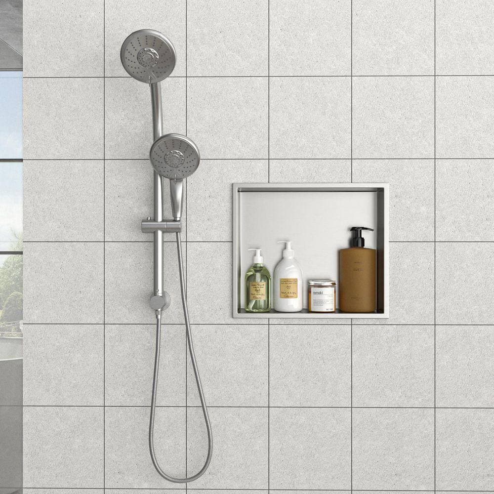 JimsMaison 15 in. W x 13 in. H x 4 in. D Shower Niche Set of 1 Piece in Brushed Nickel (2)