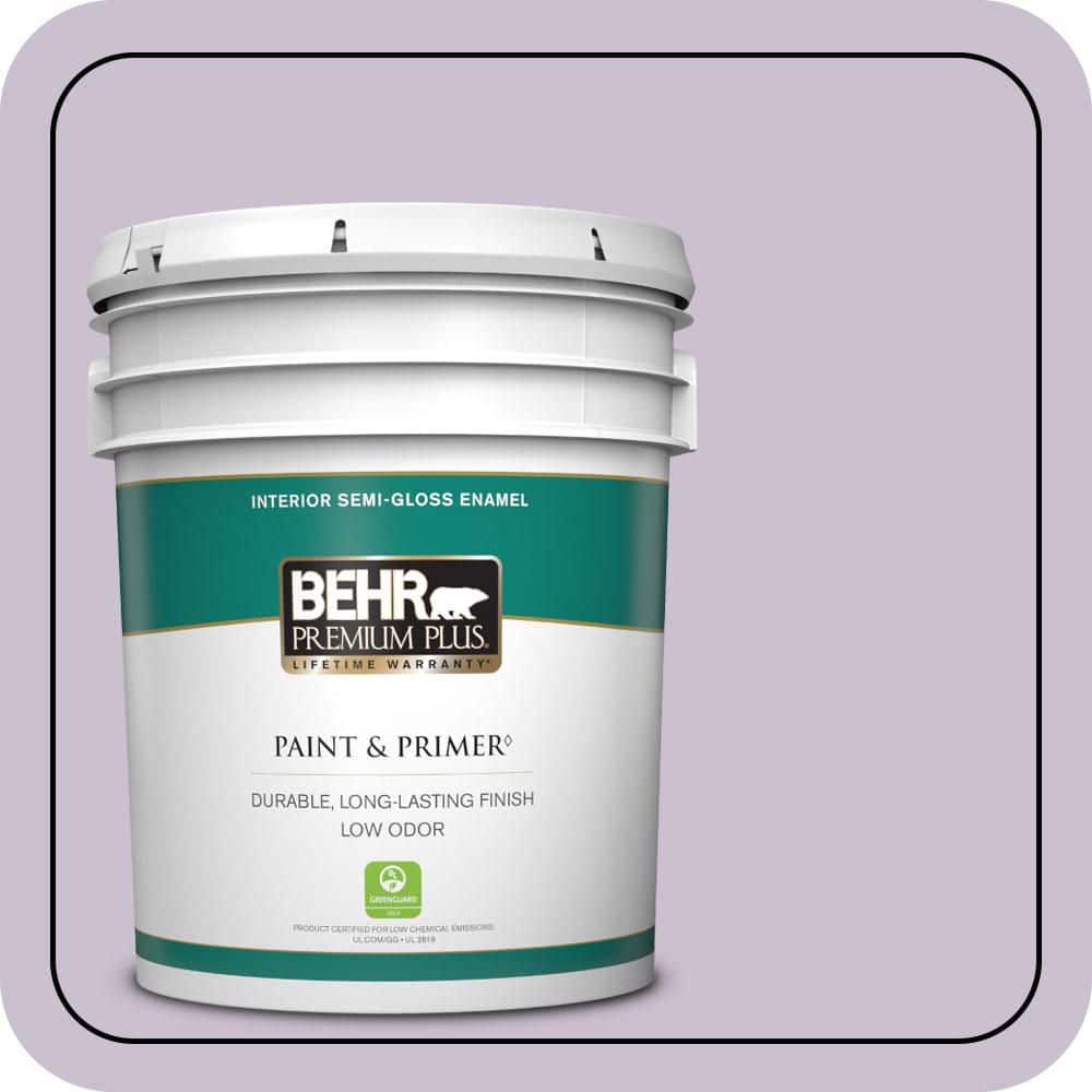 BEHR PREMIUM PLUS 5 gal. #S100-2 Romantic Poetry Semi-Gloss Enamel Low Odor Interior Paint & Primer