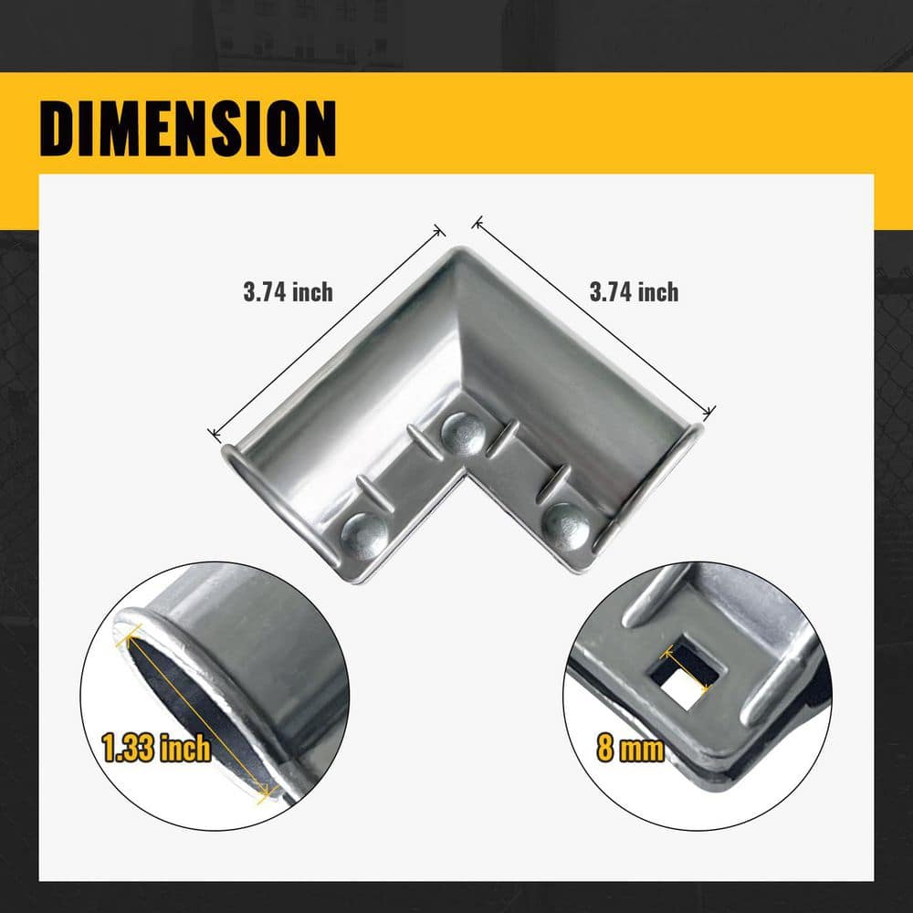 Laybus 1-3/8 in. x 1-3/8 in. Metal Chain Link Fence Gate Corner, Aluminum 90° Gate Elbow, Chain Link Fence Fittings, 8 Pcs (3)
