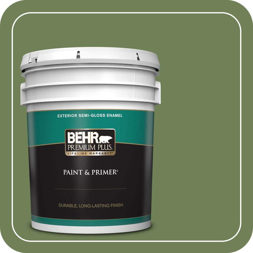BEHR PREMIUM PLUS 5 gal. #MQ6-47 Terrain Semi-Gloss Enamel Exterior Paint & Primer