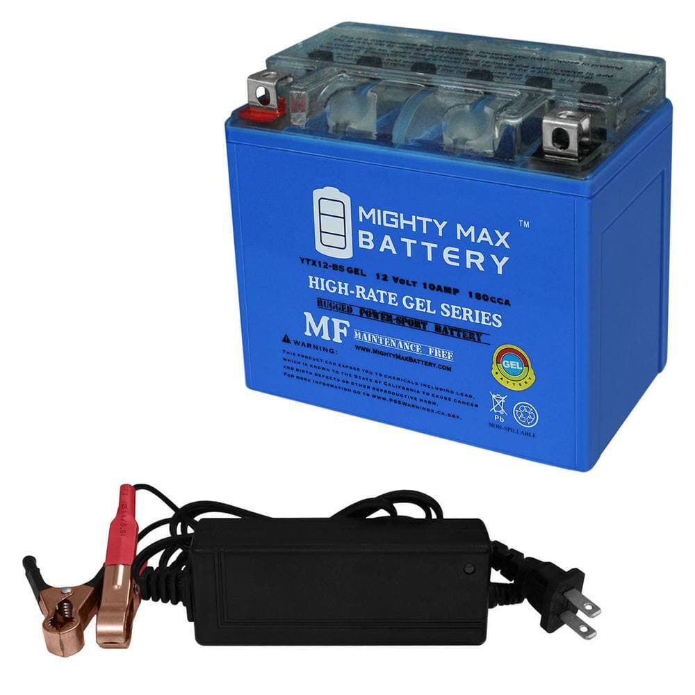 MIGHTY MAX BATTERY YTX12-BS GEL Replacement Battery Compatible with Polaris 200 RZR 2022 Plus 12-Volt 2Amp Charger (1)