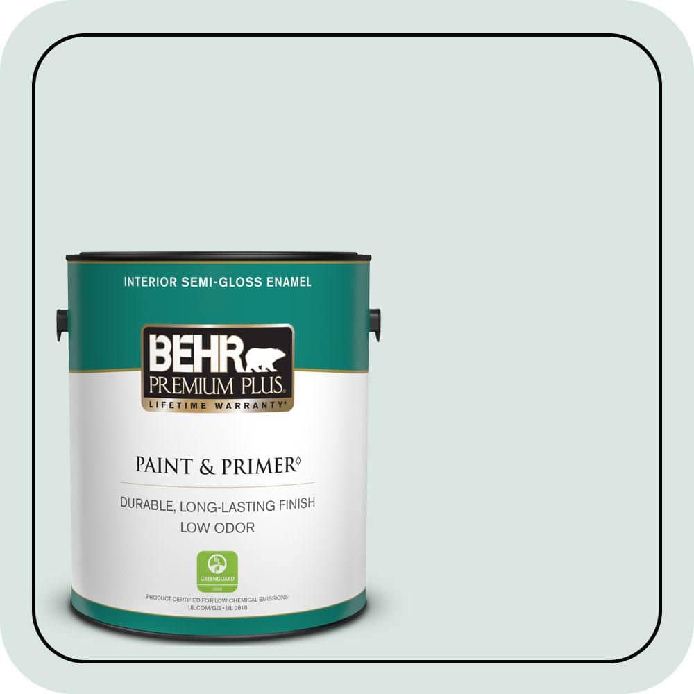 BEHR PREMIUM PLUS 1 gal. #MQ3-51 Crystalline Falls Semi-Gloss Enamel Low Odor Interior Paint & Primer