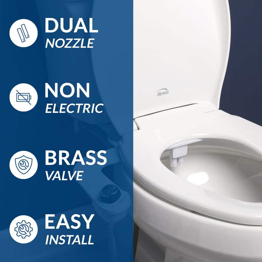 BIO BIDET SlimEdge Non-Electric Bidet Attachment System in White with Seat Bumpers (2)