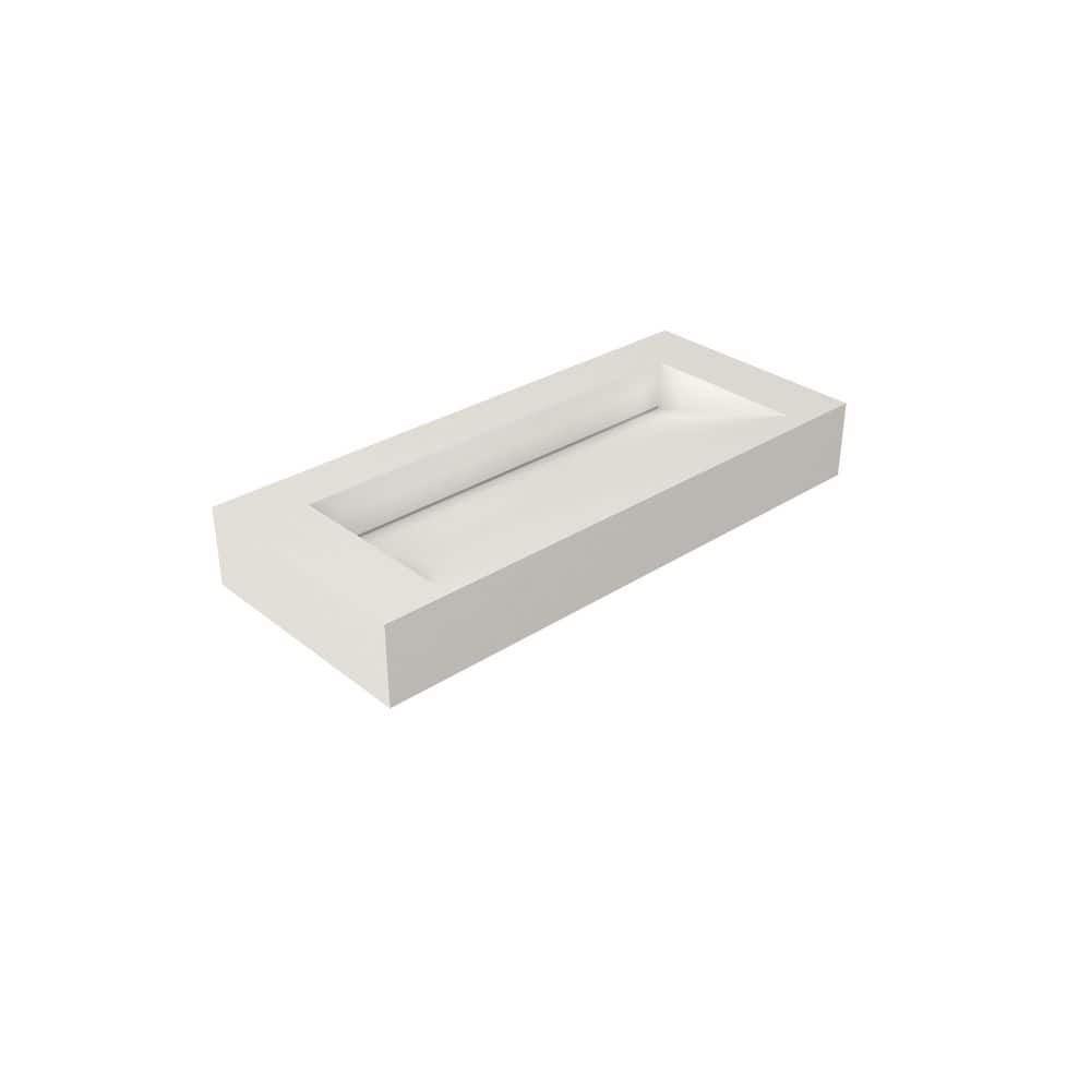 LIVACA 42 in. x 18 in. Drop-In Solid Surface Bathroom Sink in Matte White with Waterfall Edge and Brackets (1)