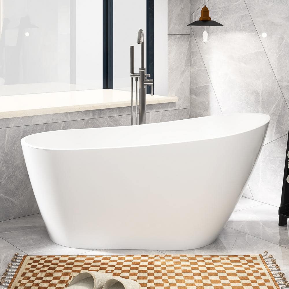 Staykiwi 31 in. Soaking Bathtub with Reversible Drain White/Polished Chrome (1)