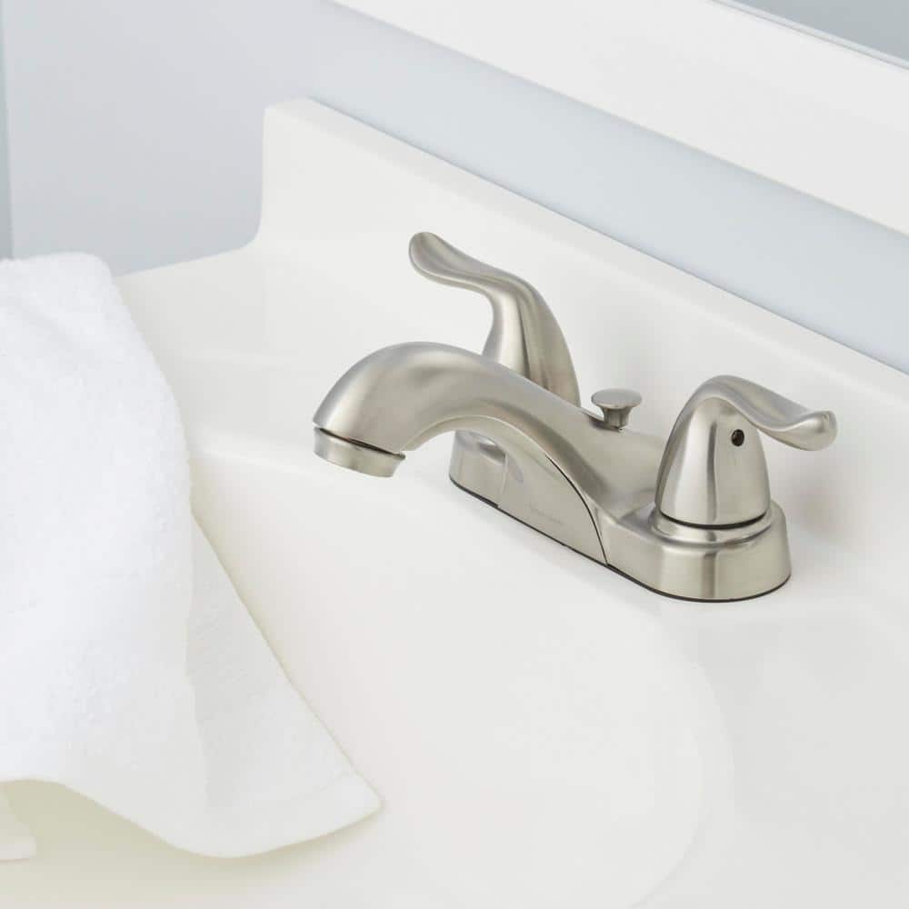 Glacier Bay Constructor 4 in. Centerset Double Handle Low-Arc Bathroom Faucet in Brushed Nickel (3)