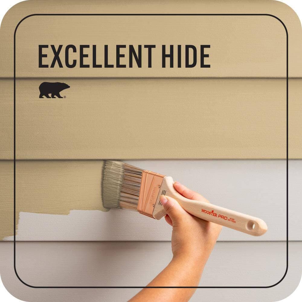 BEHR PREMIUM PLUS 1 gal. #S310-4 Perennial Gold Satin Enamel Exterior Paint & Primer (4)