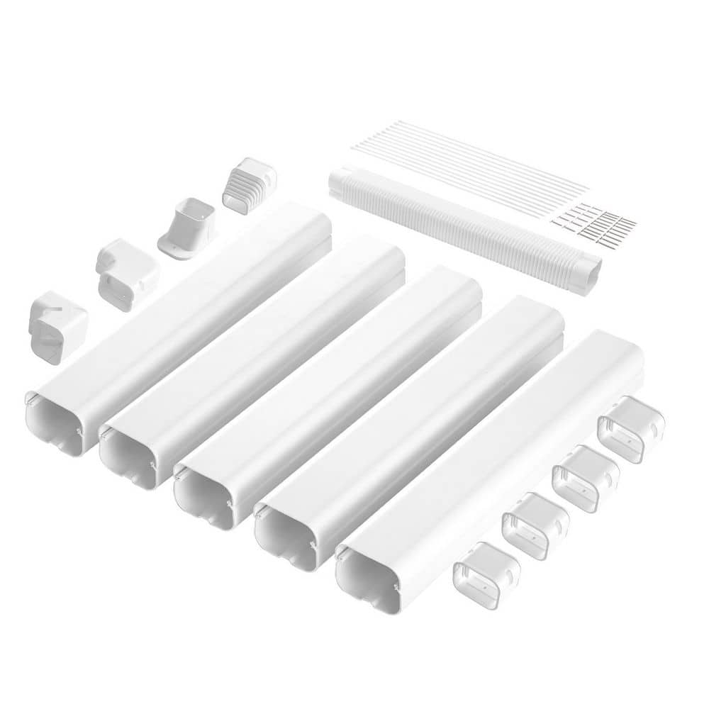 SKYSHALO Mini Split Line Set Cover 3 in. W 10 ft. L, PVC Decorative Pipe Line Cover for Air Conditioner with 5 Straight Ducts (1)