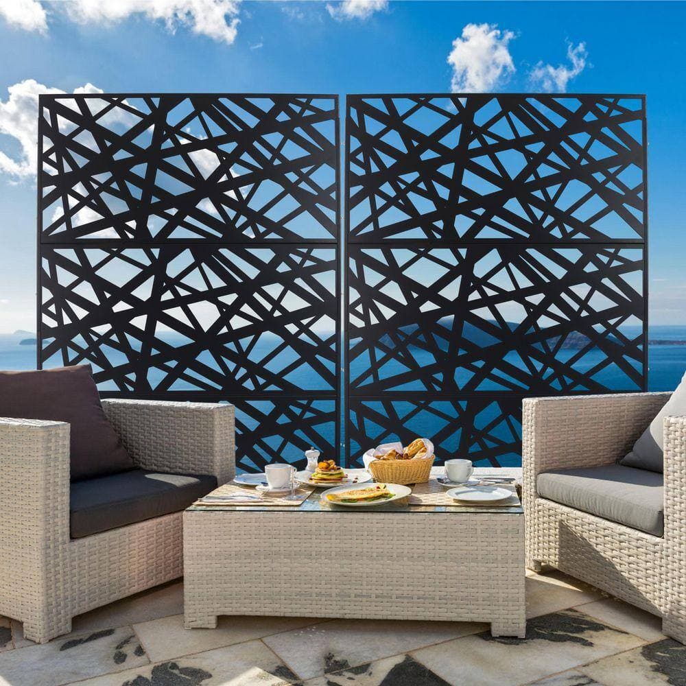 Unbranded Outdoor and Indoor 6.3 ft. x 4 ft. Freestanding Decorative Privacy Fence Screen Black Metal for Garden Fence (3)