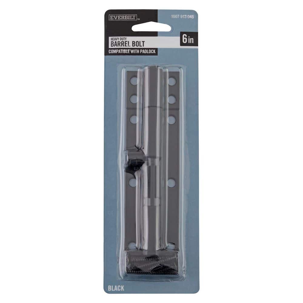 Everbilt 6 in. Black Heavy-Duty Barrel Bolt (2)