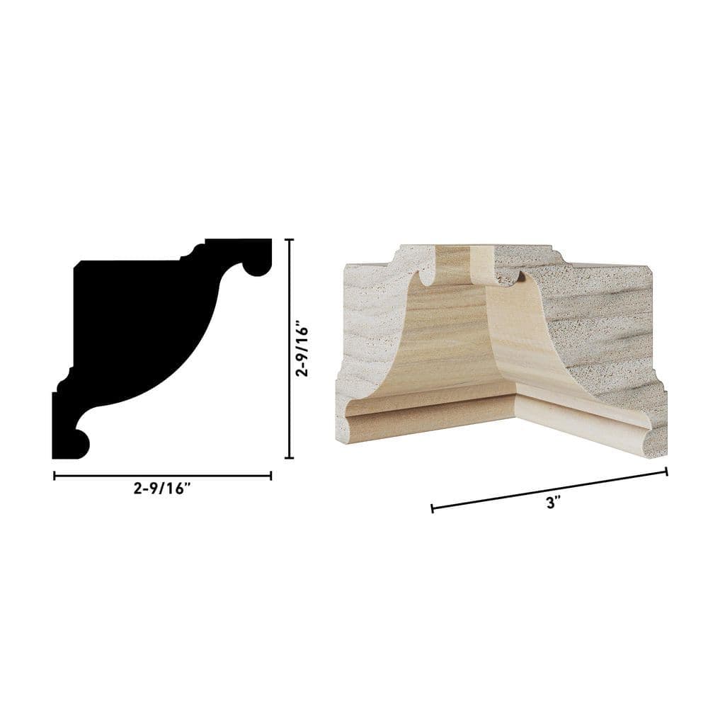 Ornamental Mouldings 2.63 in. D x 2.63 in. W x 2.63 in. L Unfinished Poplar Wexford Crown Dentil Inside Corner Block (3)