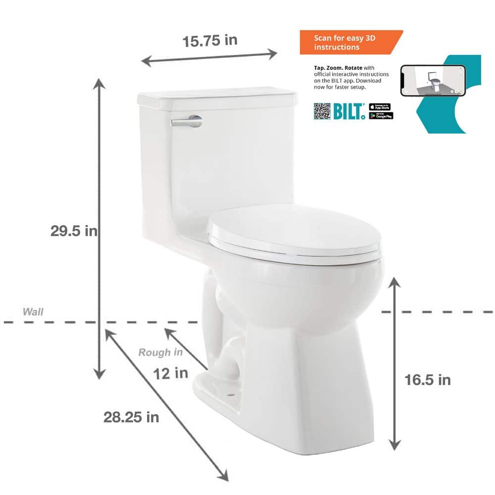 Glacier Bay Power Flush 12 inch Rough In One-Piece 1.28 GPF Single Flush Elongated Toilet in White Seat Included (2)