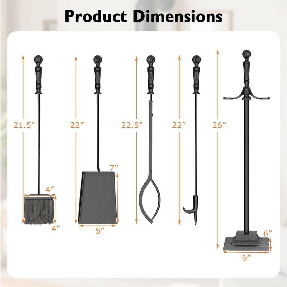 Boyel Living 5-Piece Stylish Iron Fireplace Tools Set (3)