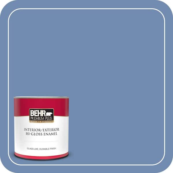 BEHR PREMIUM PLUS 1 qt. #590D-5 Windsurf Blue Hi-Gloss Enamel Interior/Exterior Paint & Primer (2)