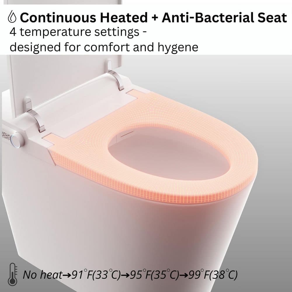 FORNO ACQUA Touchless Smart Toilet 1000 MaP, Heated Seat, Auto Lid/Seat, Auto Dual Flush 1.0/1.11 GPF, White Elongated, (1-Piece) (3)