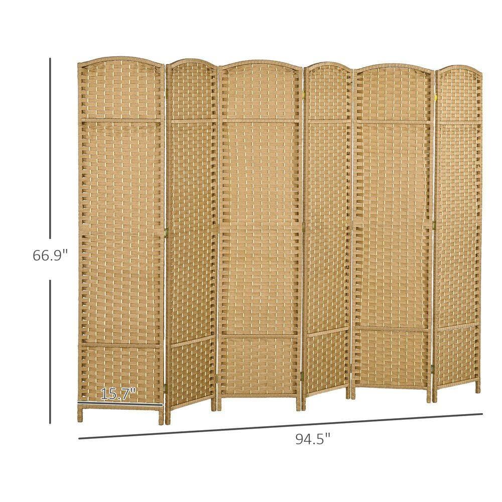 Sunocity Wood Folding Room Divider Screen 6-Panel 5.6 ft. Tall Privacy Screen Freestanding Room Partition for Home Office, Beige (3)