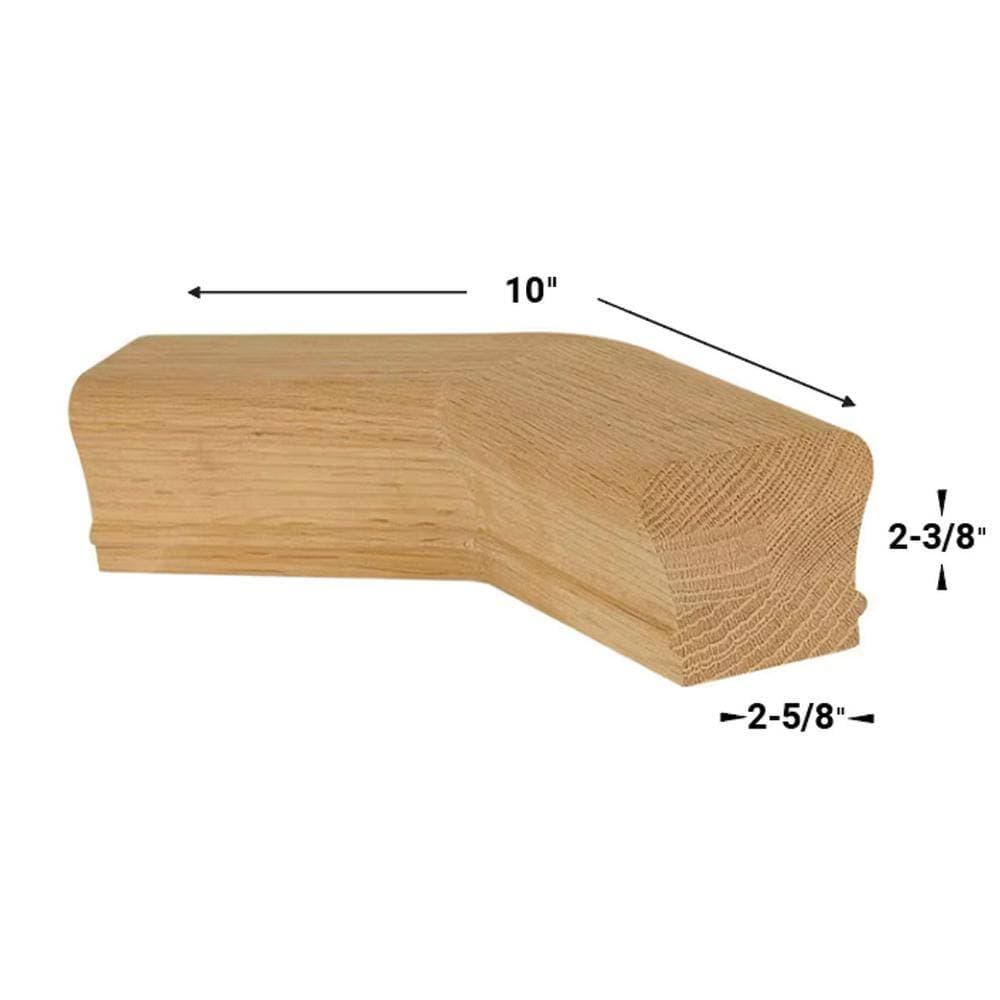 EVERMARK Stair Parts 7211 Unfinished Red Oak 135° Level Quarter Turn Handrail Fitting (2)