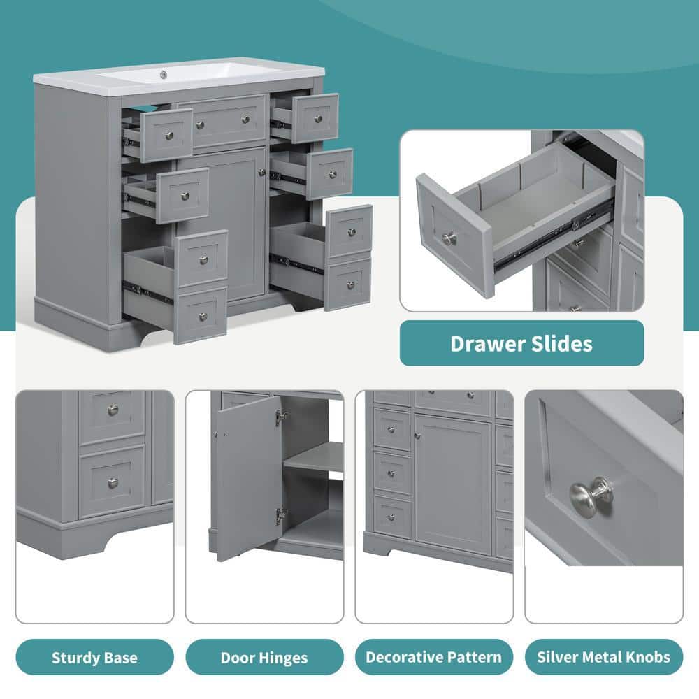 Nestfair 35.6 in. W 17.9 in. D 33.4 in. H Bath Vanity Cabinet without Top (3)