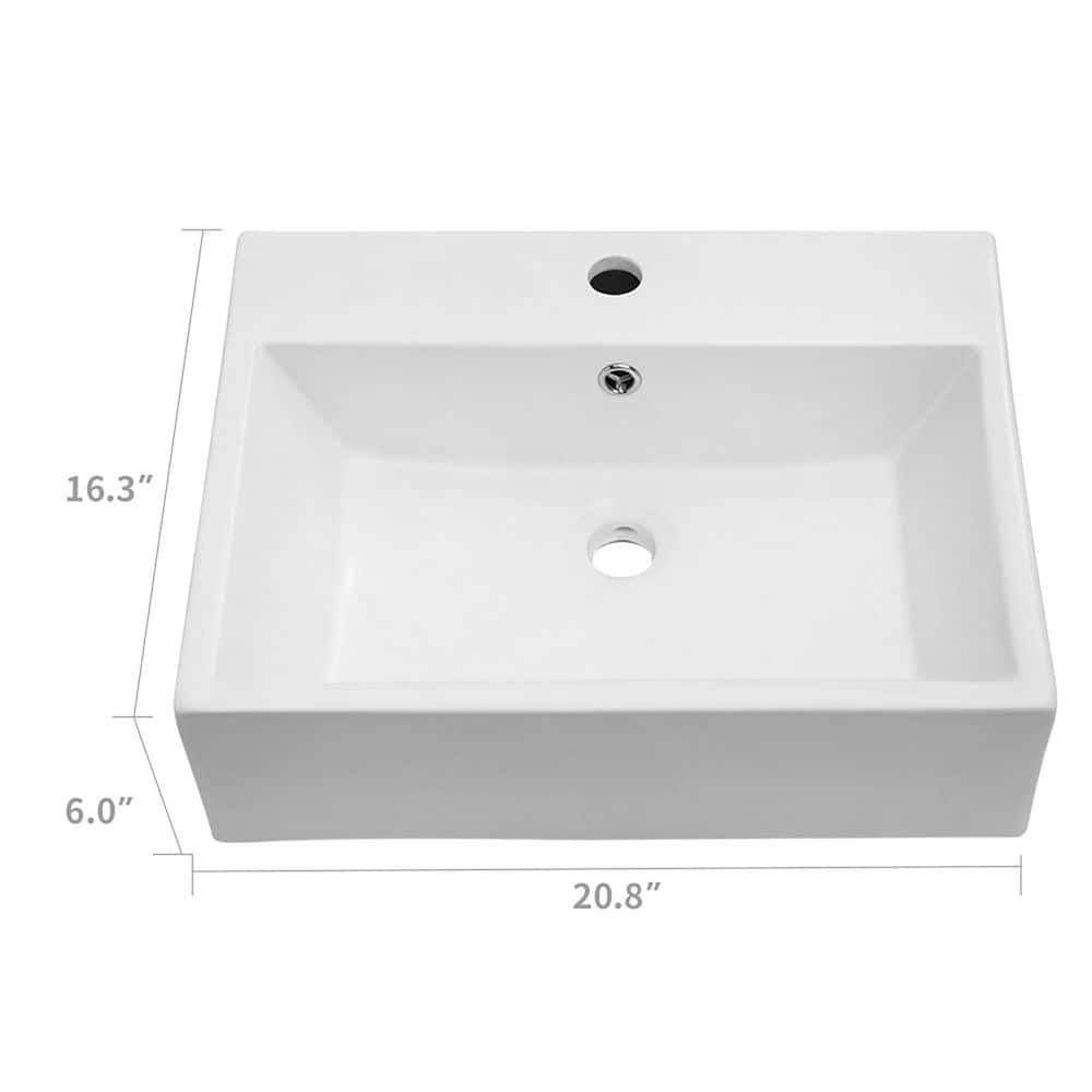 Dueyeeri 6 in. Ceramic Wall-Mounted Rectangular Bathroom Sink in White (2)
