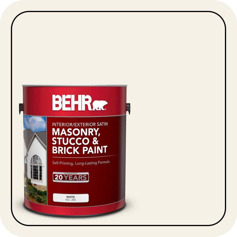 BEHR 1 gal. #GR-W15 Palais White Satin Interior/Exterior Masonry, Stucco and Brick Paint