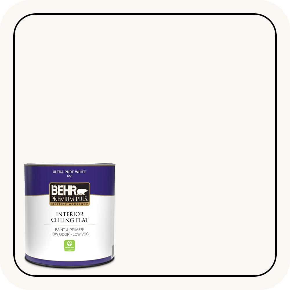 BEHR PREMIUM PLUS 1 qt. Ultra Pure White Ceiling Flat Interior Paint & Primer (1)