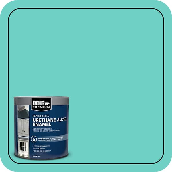 BEHR PREMIUM 1 qt. #AE-38 Water Pool Semi-Gloss Enamel Urethane Alkyd Interior/Exterior Paint (2)