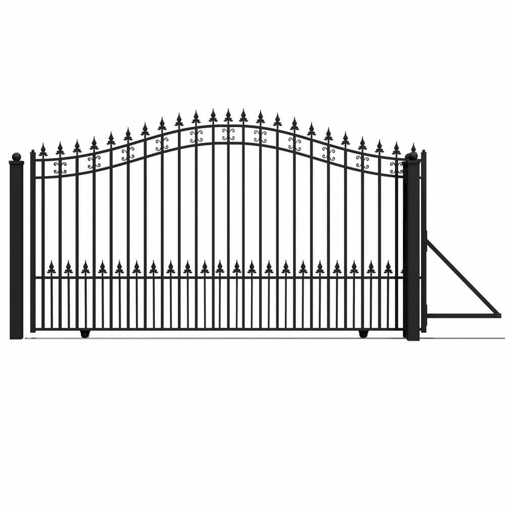ALEKO St. Louis 12 ft. x 6 ft. Black Steel Single Slide Driveway Fence Gate (1)