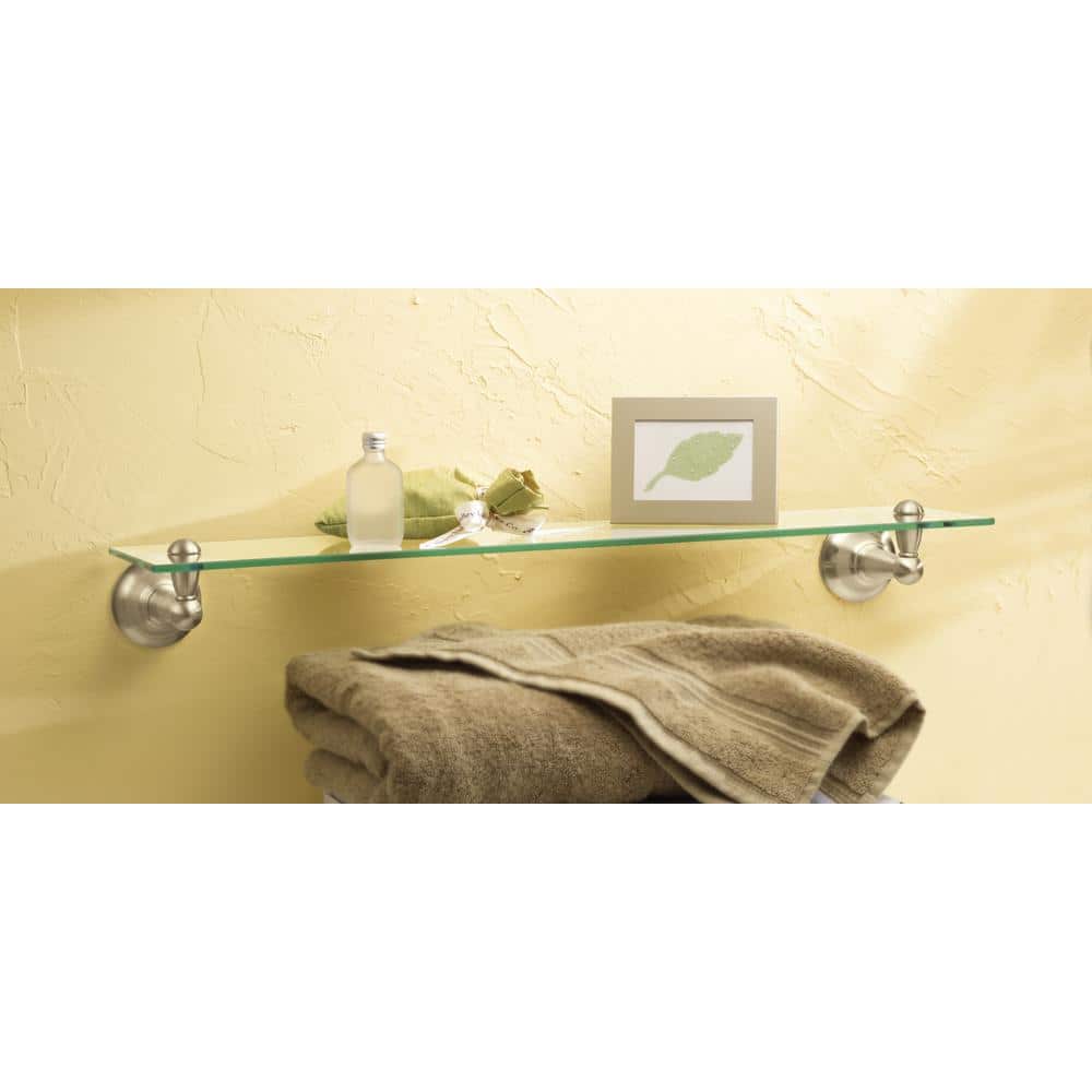 MOEN Sage 22 in. W Glass Bath Shelf in Spot Resist Brushed Nickel (2)