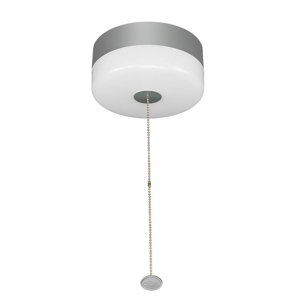 Commercial Electric Spin Light 7 in. Pull Chain Satin Nickel Accent LED Flush Mount Ceiling Light 11.5W Soft White 3000K Install E26 Base (2)