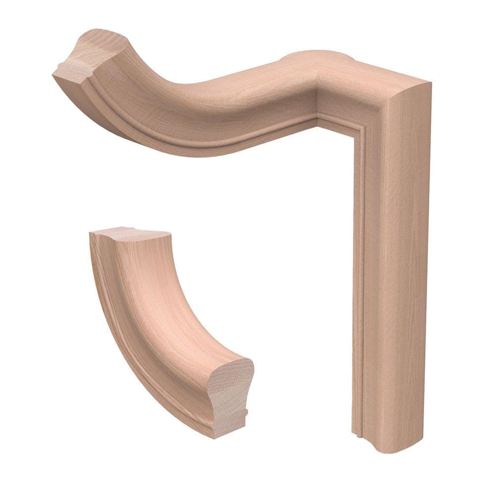 EVERMARK Stair Parts 7060 Unfinished Red Oak 90° Left-Hand 2 Rise Gooseneck Handrail Fitting