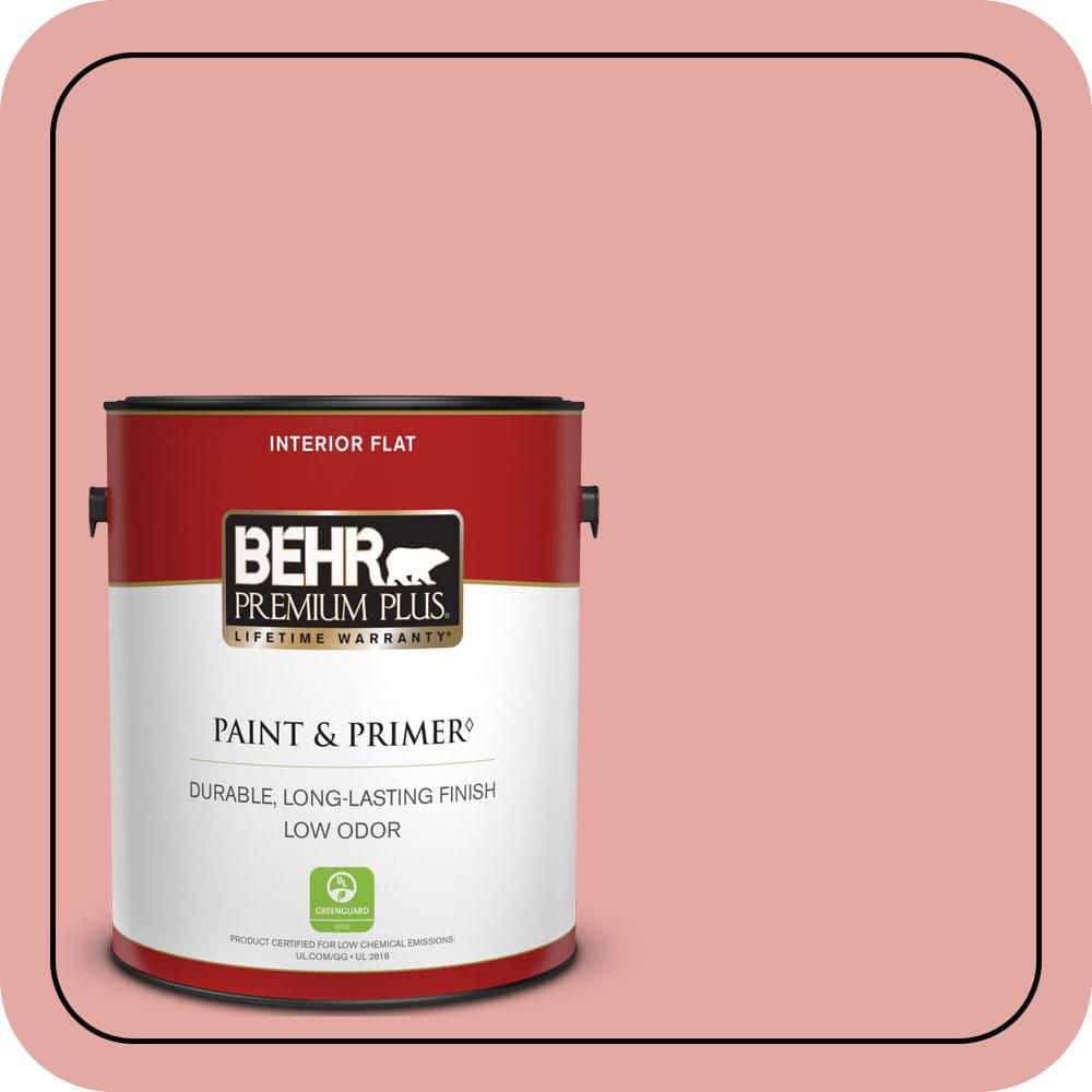 BEHR PREMIUM PLUS 1 gal. #MQ4-03 Coral Fountain Flat Low Odor Interior Paint & Primer