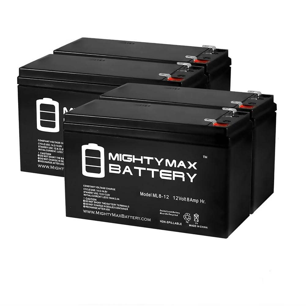 MIGHTY MAX BATTERY 12-Volt 8Ah Replacement Battery for Tripp Lite SU1000RTXL2UA UPS - 4 Pack