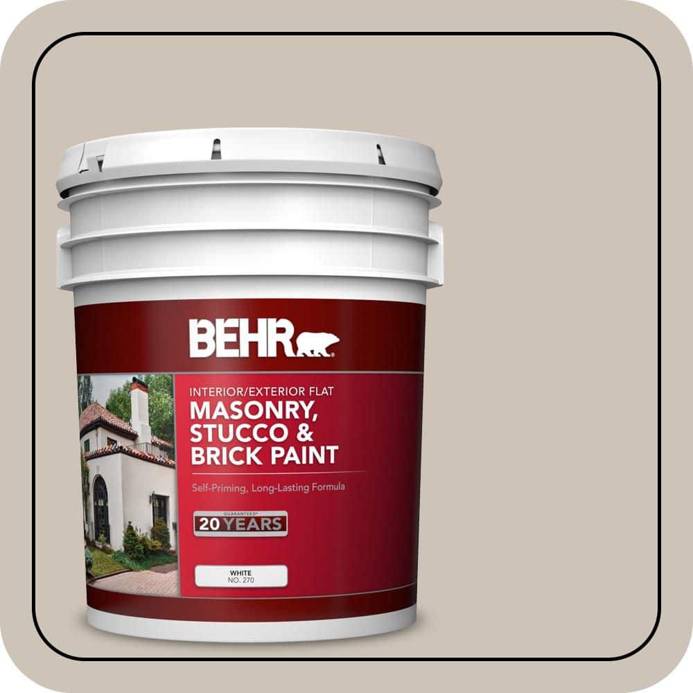 BEHR 5 gal. #720C-3 Wheat Bread Flat Interior/Exterior Masonry, Stucco and Brick Paint (1)