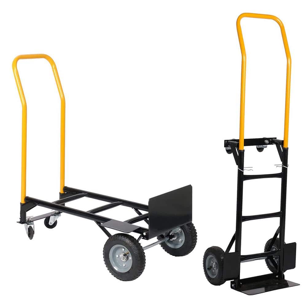 Amucolo 330 lbs. Heavy-Duty Platform Cart Hand Truck Dual Purpose 2 Wheel Dolly Cart and 4 Wheel Push Cart with Swivel Wheels (1)