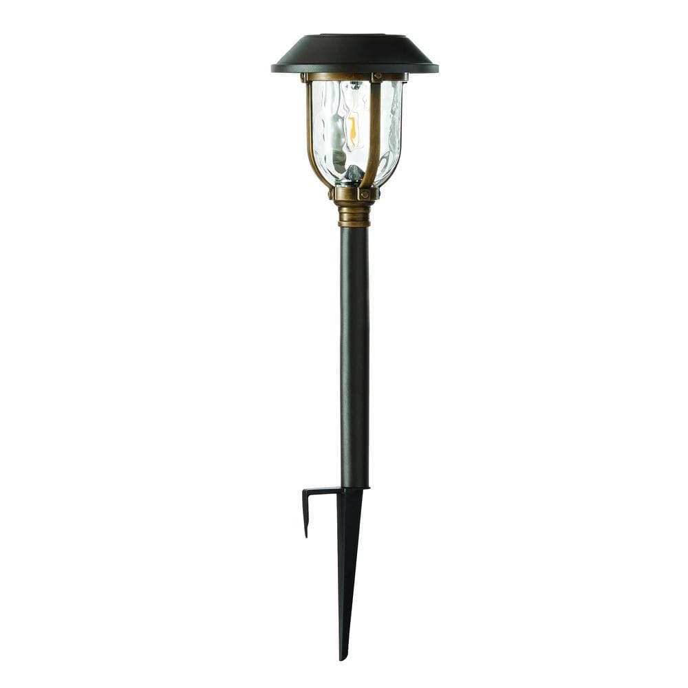 Home Decorators Collection Savannah 25 Lumen Bronze and Brass LED Weather Resistant Outdoor Solar Path Light with Glass Lens (3)