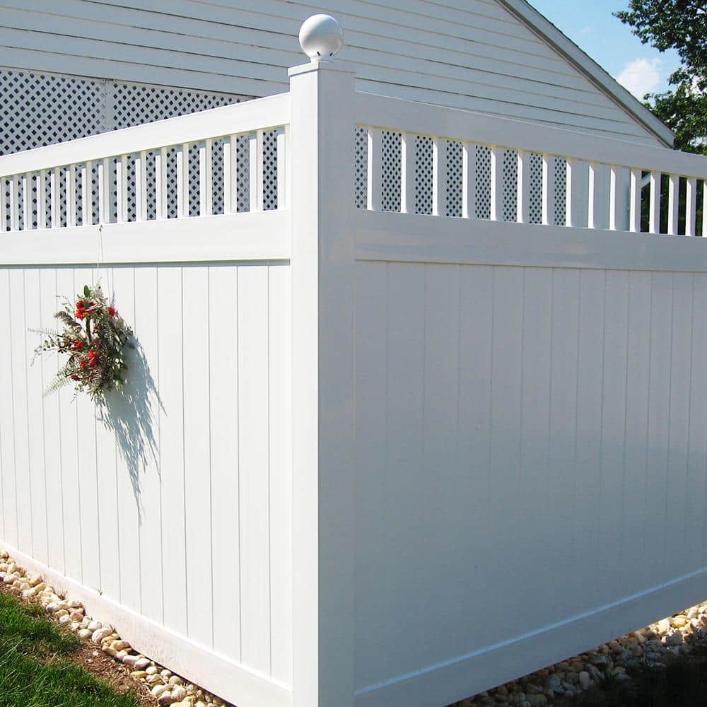 Weatherables Mason 6 ft. H x 8 ft. W White Vinyl Privacy Fence Panel Kit (2)