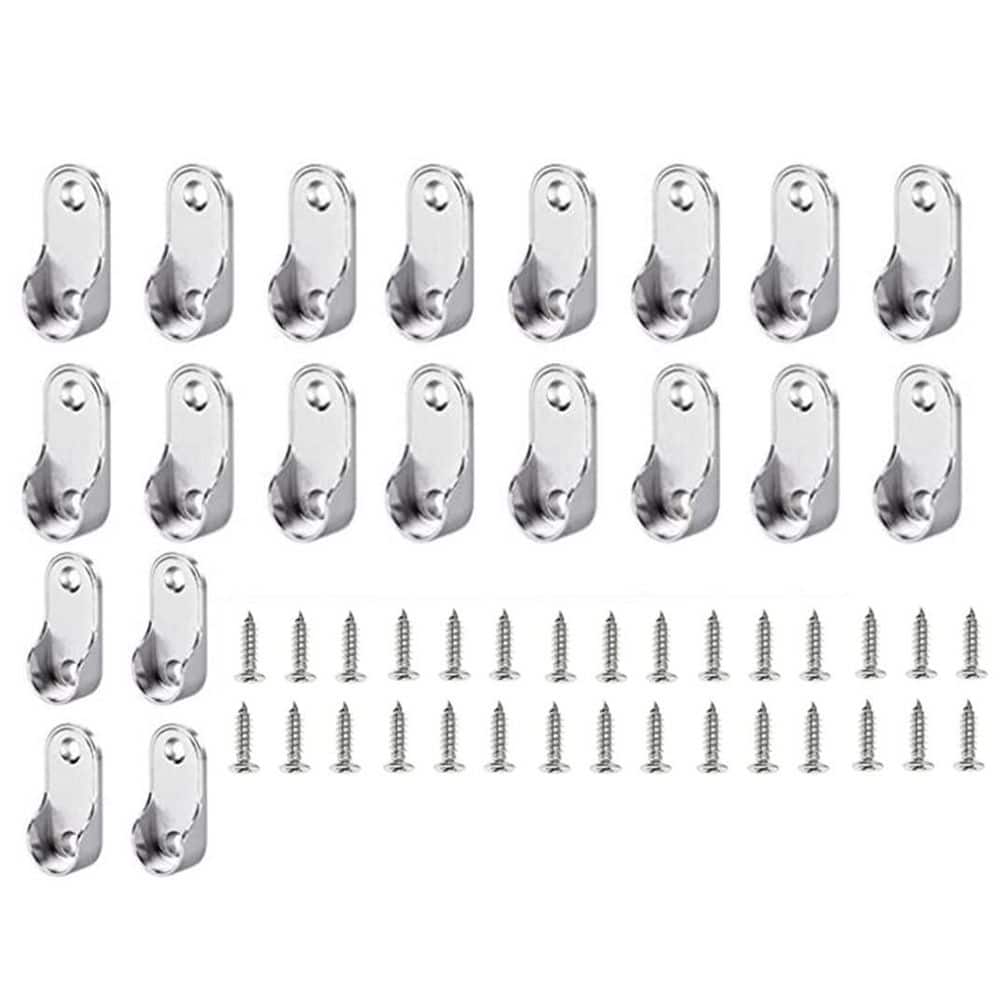 Wudkey 20 Pack Oval Closet Rod End Supports Flanges Socket Set for 18 x 35 mm Rods (1)