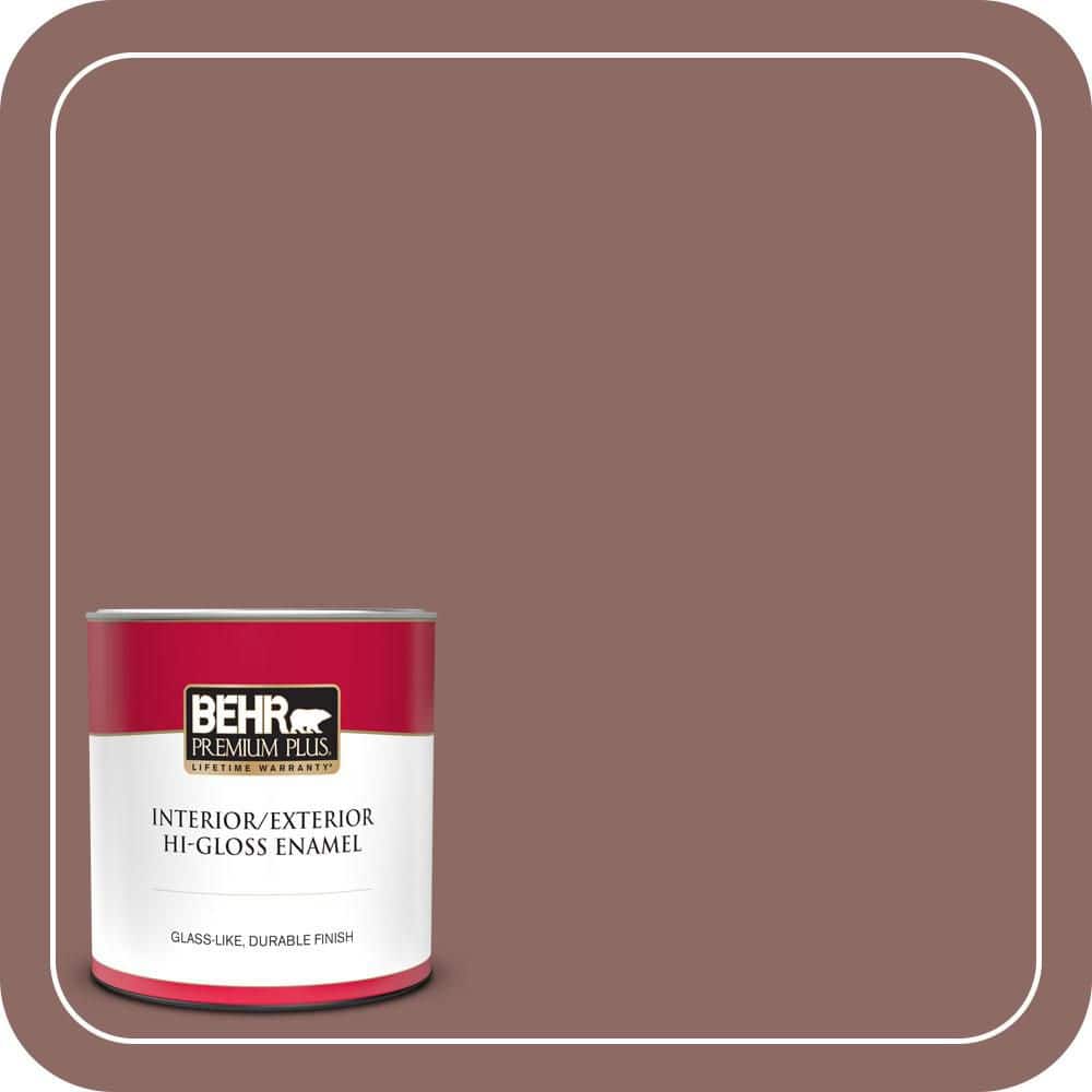 BEHR PREMIUM PLUS 1 qt. #700B-5 Red Stone Hi-Gloss Enamel Interior/Exterior Paint & Primer