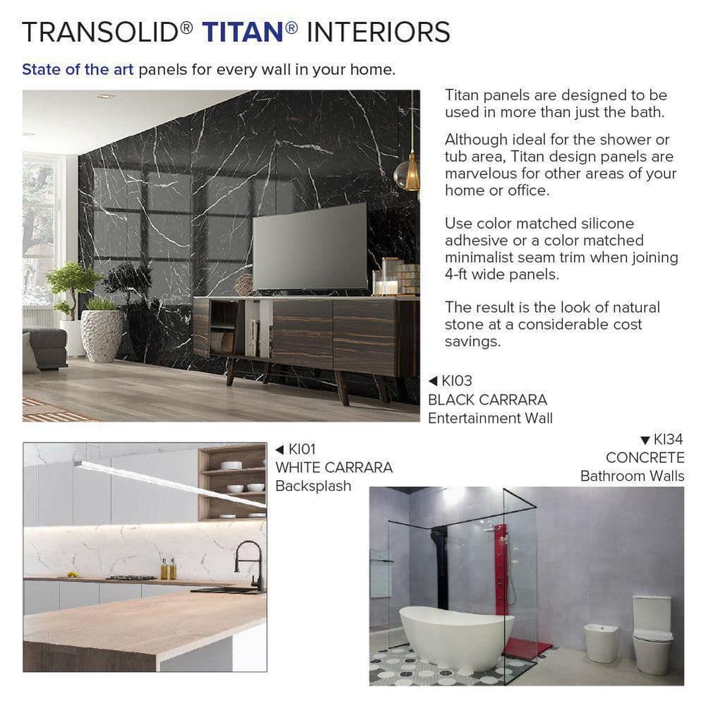 Transolid Titan 60 in. W x 96 in. H x 48 in. D 4-Piece Glue-Up Alcove Shower Wall Surround in Savanna Creme (Honed) (3)